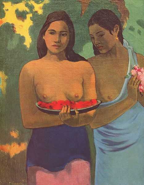 Две таитянки с плодами манго. Поль Гоген. (1899)